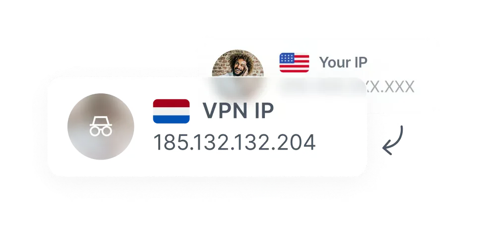 VPN IP 卡片取代可見的真實 IP 位址